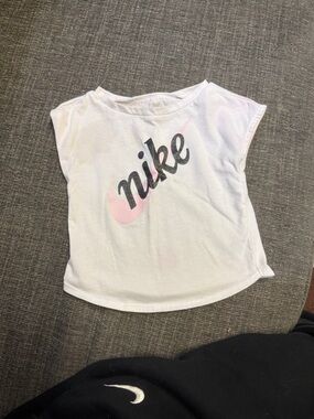 Nike Kids White Tank Top with Pink Swoosh